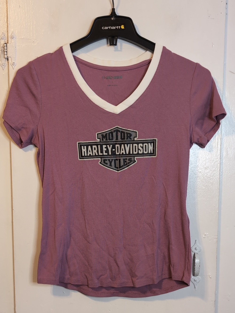 Harley Davidson Pink V-Neck Tee womens small